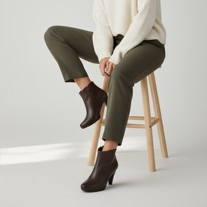 *Paul Green Alexa Boots Womens Size 5 Ankle Heeled Brown Leather Quiet Luxury